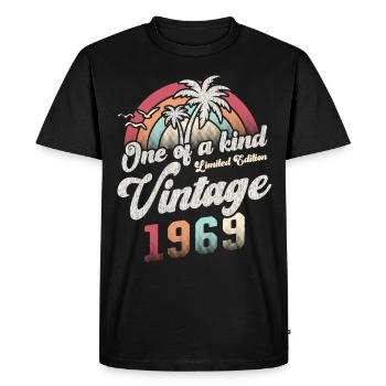 Millésime 1969 Anniversaire Palmiers - T-shirt Premium bio Homme - noir - Devant - Nico (187cm)