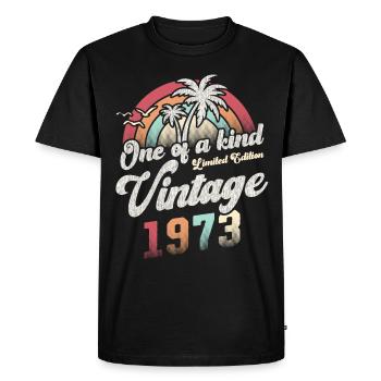 Millésime 1973 Anniversaire Palmiers - T-shirt Premium bio Homme - noir - Devant - Nico (187cm)