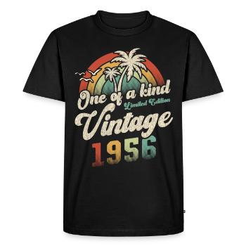 Millésime 1956 Anniversaire Palmiers - T-shirt Premium bio Homme - noir - Devant - Nico (187cm)