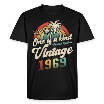 Millésime 1969 Anniversaire Palmiers - T-shirt Premium bio Homme - noir - Devant - Nico (187cm)