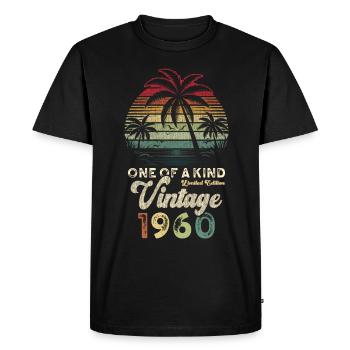Vintage, années 1960, Anniversaire, Palmiers - T-shirt Premium bio Homme - noir - Devant - Nico (187cm)