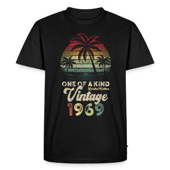 Millésime 1969 Anniversaire Palmiers - T-shirt Premium bio Homme - noir - Devant - Nico (187cm)