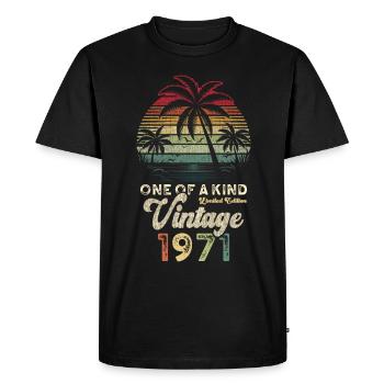 Millésime 1971 Anniversaire Palmiers - T-shirt Premium bio Homme - noir - Devant - Nico (187cm)