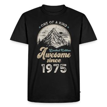 1975 Anniversaire Berge - T-shirt Premium bio Homme - noir - Devant - Nico (187cm)