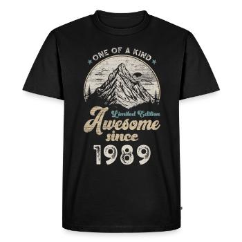 1989 Birthday Berge - Men's Premium Organic T-Shirt - black - Front - Nico (187cm)
