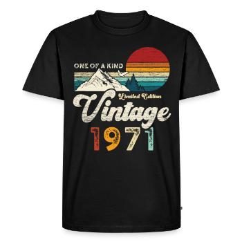 Millésime 1971 Anniversaire Montagnes - T-shirt Premium bio Homme - noir - Devant - Nico (187cm)