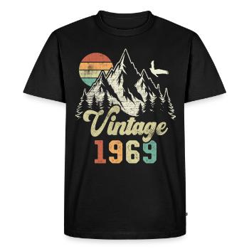 Millésime 1969 Anniversaire Montagnes Aigle - T-shirt Premium bio Homme - noir - Devant - Nico (187cm)
