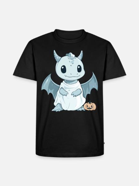Dragon Halloween Funny Ghost - Men's Premium Organic T-Shirt - black