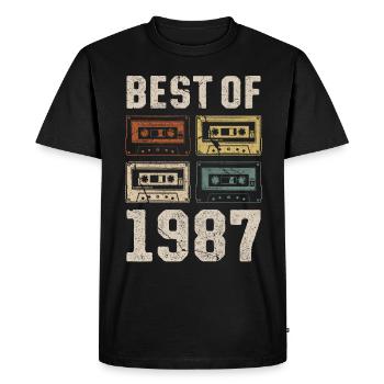 Best Of 1987 Birthday Cassette - Men's Premium Organic T-Shirt - black - Front - Nico (187cm)