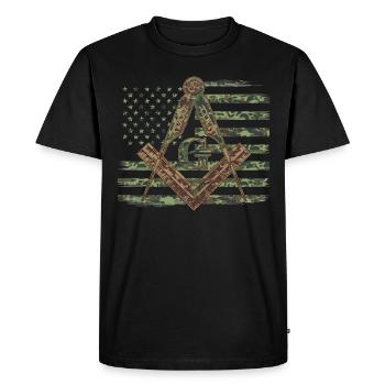 Drapeau Camo Américain Mason Masonic Camo - T-shirt Premium bio Homme - noir - Devant - Nico (187cm)