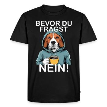 Avant de demander Pas de beagle drôle - T-shirt Premium bio Homme - noir - Devant - Nico (187cm)