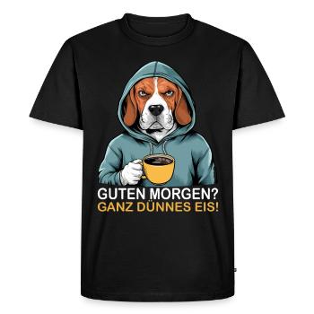 Bonjour très mince glace drôle beagle - T-shirt Premium bio Homme - noir - Devant - Nico (187cm)