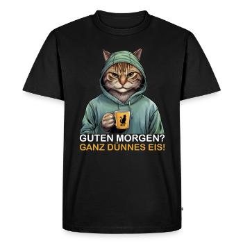 Bonjour très mince glace drôle de chat - T-shirt Premium bio Homme - noir - Devant - Nico (187cm)