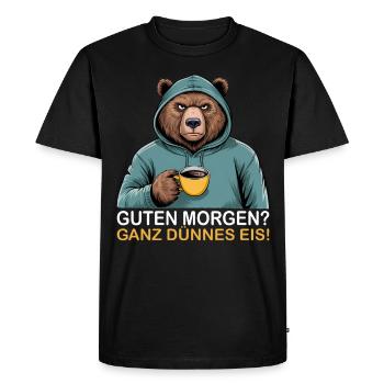 Bonjour très mince glace Grizzly drôle d’ours - T-shirt Premium bio Homme - noir - Devant - Nico (187cm)
