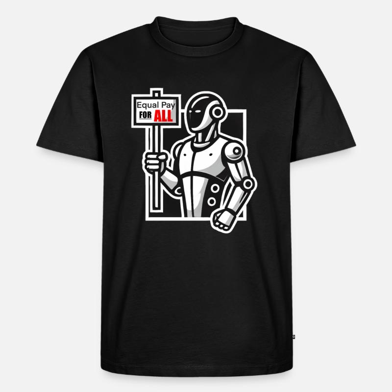 Roboter Streik - Männer Premium Bio T-Shirt - Schwarz