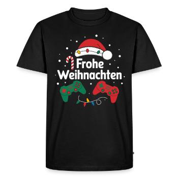 Gamer Gaming Gamer Gaming Noël - T-shirt Premium bio Homme - noir - Devant - Nico (187cm)