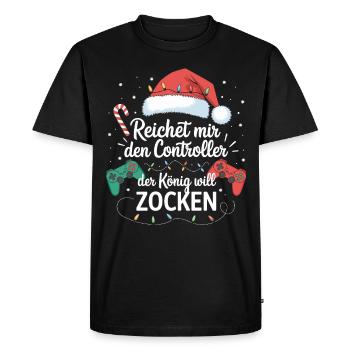 Gamer Gaming Gamer Gaming Noël - T-shirt Premium bio Homme - noir - Devant - Nico (187cm)
