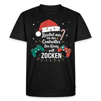 Gamer Gaming Gamer Gaming Noël - T-shirt Premium bio Homme - noir - Devant - Nico (187cm)