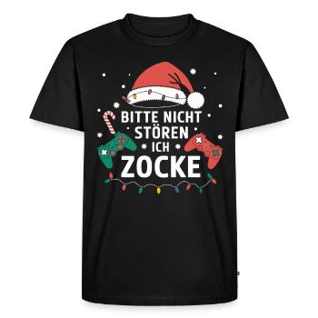 Gamer Gaming Gamer Gaming Noël - T-shirt Premium bio Homme - noir - Devant - Nico (187cm)