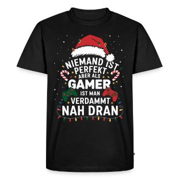 Gamer Gaming Gamer Gaming Noël - T-shirt Premium bio Homme - noir - Devant - Nico (187cm)