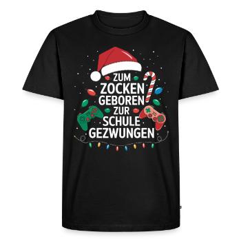 Gamer Gaming Gamer Gaming Noël - T-shirt Premium bio Homme - noir - Devant - Nico (187cm)