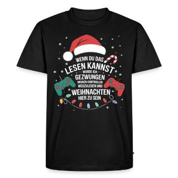 Gamer Gaming Gamer Gaming Noël - T-shirt Premium bio Homme - noir - Devant - Nico (187cm)