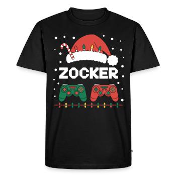 Gamer Gaming Gamer Gaming Noël - T-shirt Premium bio Homme - noir - Devant - Nico (187cm)