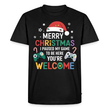 Gamer Gaming Gamer Gaming Noël - T-shirt Premium bio Homme - noir - Devant - Nico (187cm)