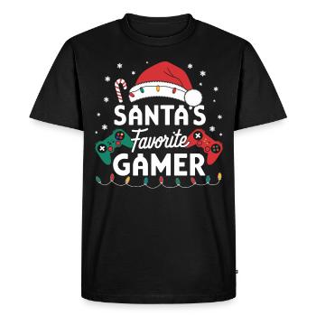 Gamer Gaming Gamer Gaming Noël - T-shirt Premium bio Homme - noir - Devant - Nico (187cm)