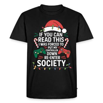 Gamer Gaming Gamer Gaming Noël - T-shirt Premium bio Homme - noir - Devant - Nico (187cm)