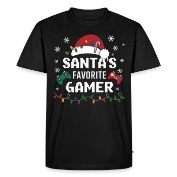 Gamer Gaming Gamer Gaming Noël - T-shirt Premium bio Homme - noir - Devant - Nico (187cm)