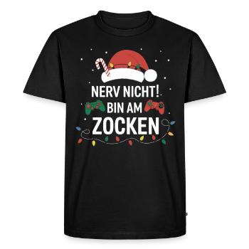 Gamer Gaming Gamer Gaming Noël - T-shirt Premium bio Homme - noir - Devant - Nico (187cm)
