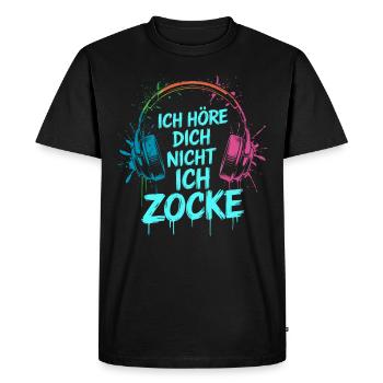 Gamer Gaming Gamer Gaming Noël - T-shirt Premium bio Homme - noir - Devant - Nico (187cm)