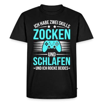 Gamer Gaming Gamer Gaming Noël - T-shirt Premium bio Homme - noir - Devant - Nico (187cm)