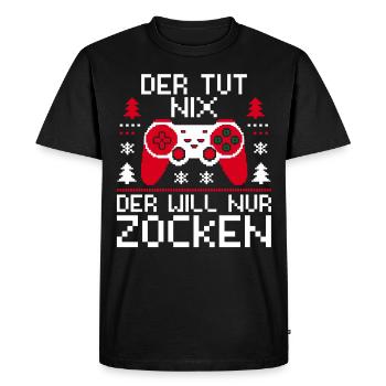 Gamer Gaming Gamer Gaming Noël - T-shirt Premium bio Homme - noir - Devant - Nico (187cm)