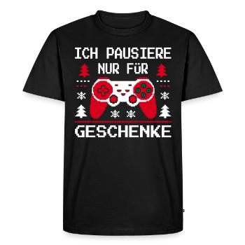 Gamer Gaming Gamer Gaming Noël - T-shirt Premium bio Homme - noir - Devant - Nico (187cm)