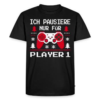 Gamer Gaming Gamer Gaming Noël - T-shirt Premium bio Homme - noir - Devant - Nico (187cm)