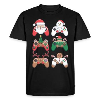 Gamer Gaming Gamer Gaming Noël - T-shirt Premium bio Homme - noir - Devant - Nico (187cm)