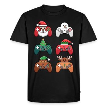 Gamer Gaming Gamer Gaming Noël - T-shirt Premium bio Homme - noir - Devant - Nico (187cm)