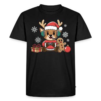 Gamer Gaming Gamer Gaming Noël - T-shirt Premium bio Homme - noir - Devant - Nico (187cm)