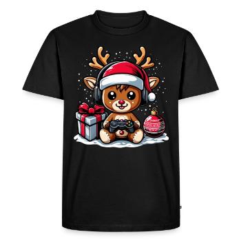 Gamer Gaming Gamer Gaming Noël - T-shirt Premium bio Homme - noir - Devant - Nico (187cm)