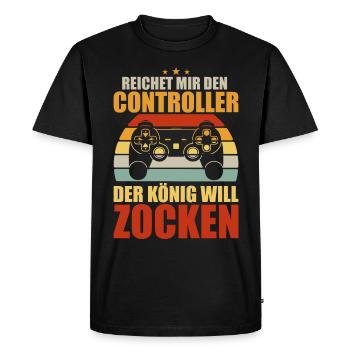 Gamer Gaming Gamer Gaming Noël - T-shirt Premium bio Homme - noir - Devant - Nico (187cm)