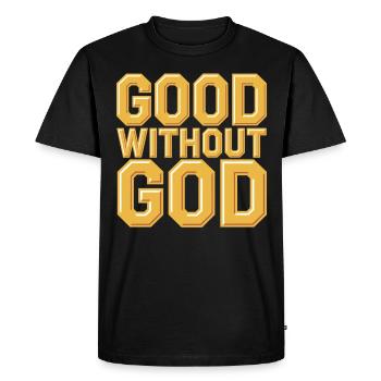 Athéisme athée Le bien sans Dieu - T-shirt Premium bio Homme - noir - Devant - Nico (187cm)