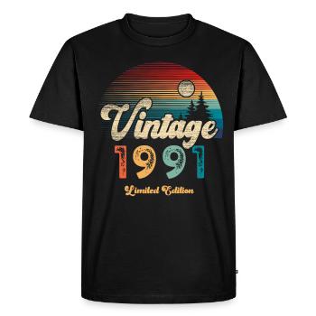 Vintage 1991 Birthday Retro - Men's Premium Organic T-Shirt - black - Front - Nico (187cm)