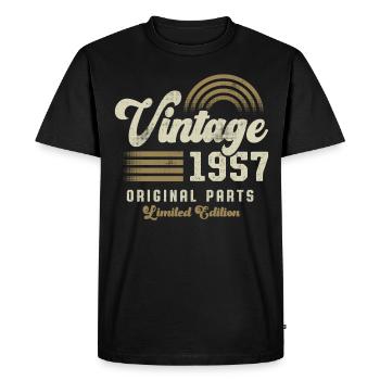 Vintage 1957 Birthday Retro - Men's Premium Organic T-Shirt - black - Front - Nico (187cm)