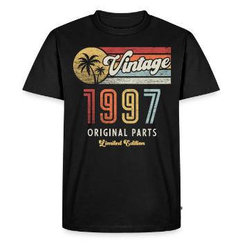 Millésime 1997 Anniversaire Rétro - T-shirt Premium bio Homme - noir - Devant - Nico (187cm)