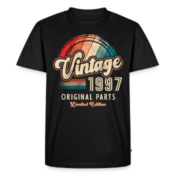 Millésime 1997 Anniversaire Rétro - T-shirt Premium bio Homme - noir - Devant - Nico (187cm)