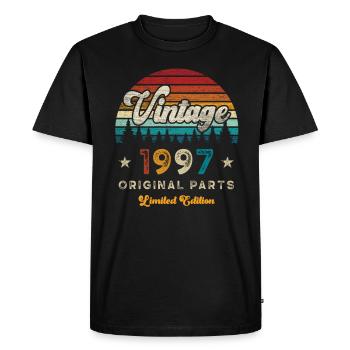 Millésime 1997 Anniversaire Rétro - T-shirt Premium bio Homme - noir - Devant - Nico (187cm)