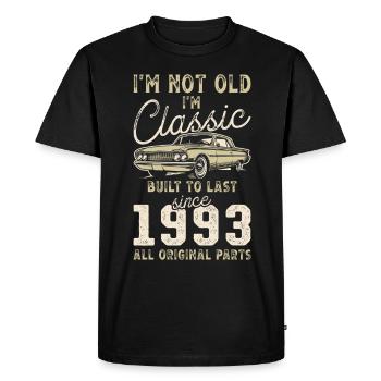 Né en 1993 Anniversaire Voiture classique - T-shirt Premium bio Homme - noir - Devant - Nico (187cm)