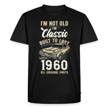 Né en 1960 Anniversaire Voiture classique - T-shirt Premium bio Homme - noir - Devant - Nico (187cm)